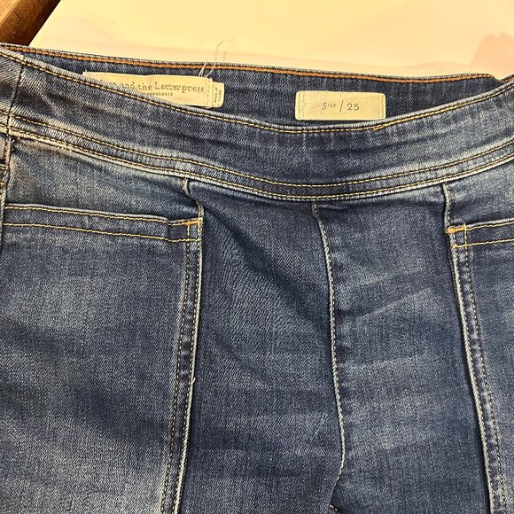 Pilcro and the Letterpress Anthropologie Flare Jeans - Sz 25 High-Rise Side-zip - Picture 3 of 11